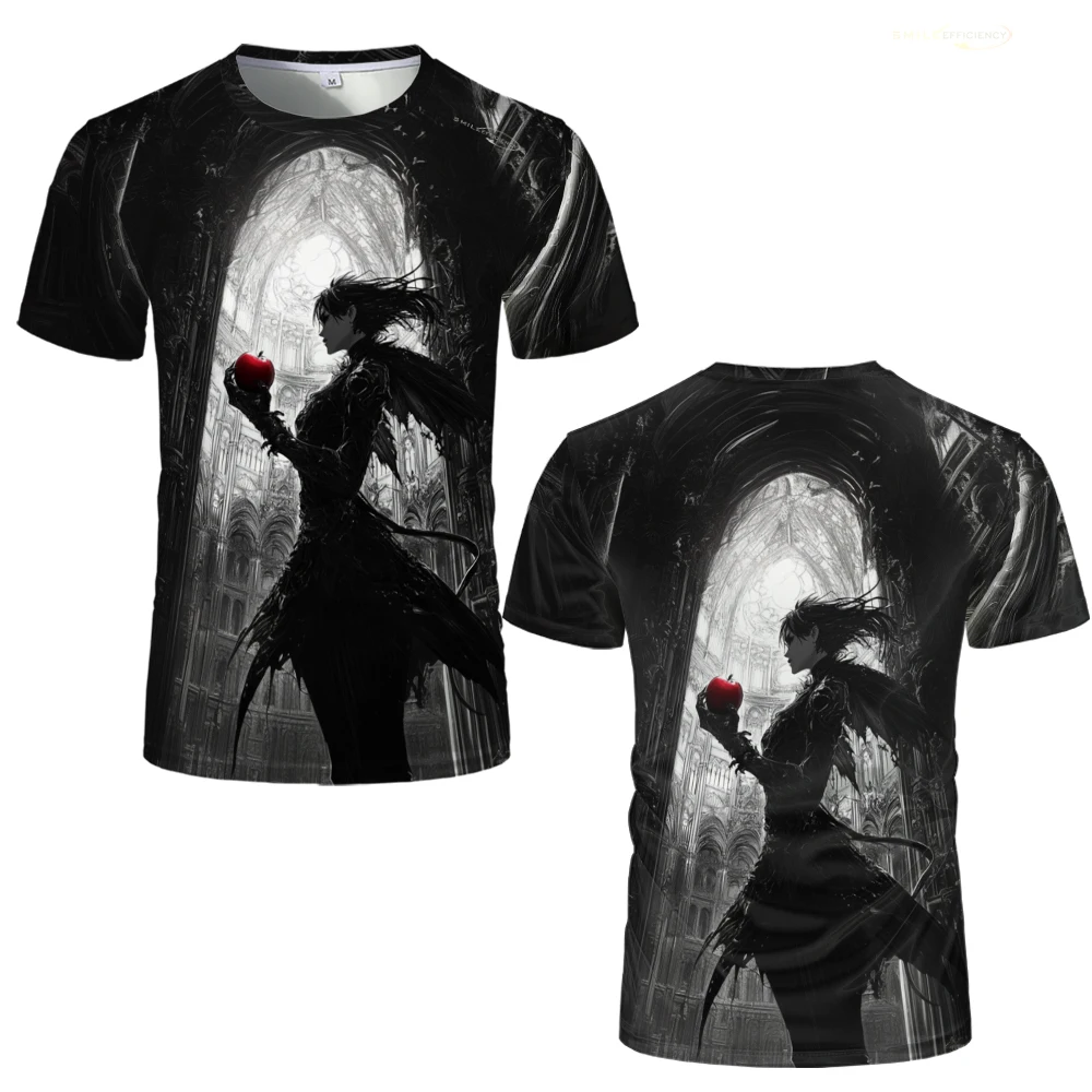 Devil Apple Gothic Cool T-shirt Comic Illustration Fashion Short-sleeved O Neck Tops Oversized Boys And Girls 3D Printed T Shirt