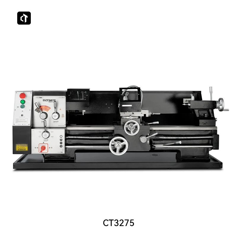 CT3275 Benchtop Semi-Auto Cutting Thread Metal Lathe 1500W Geared-head Manual Lathe Machine 38mm Spindle Bore