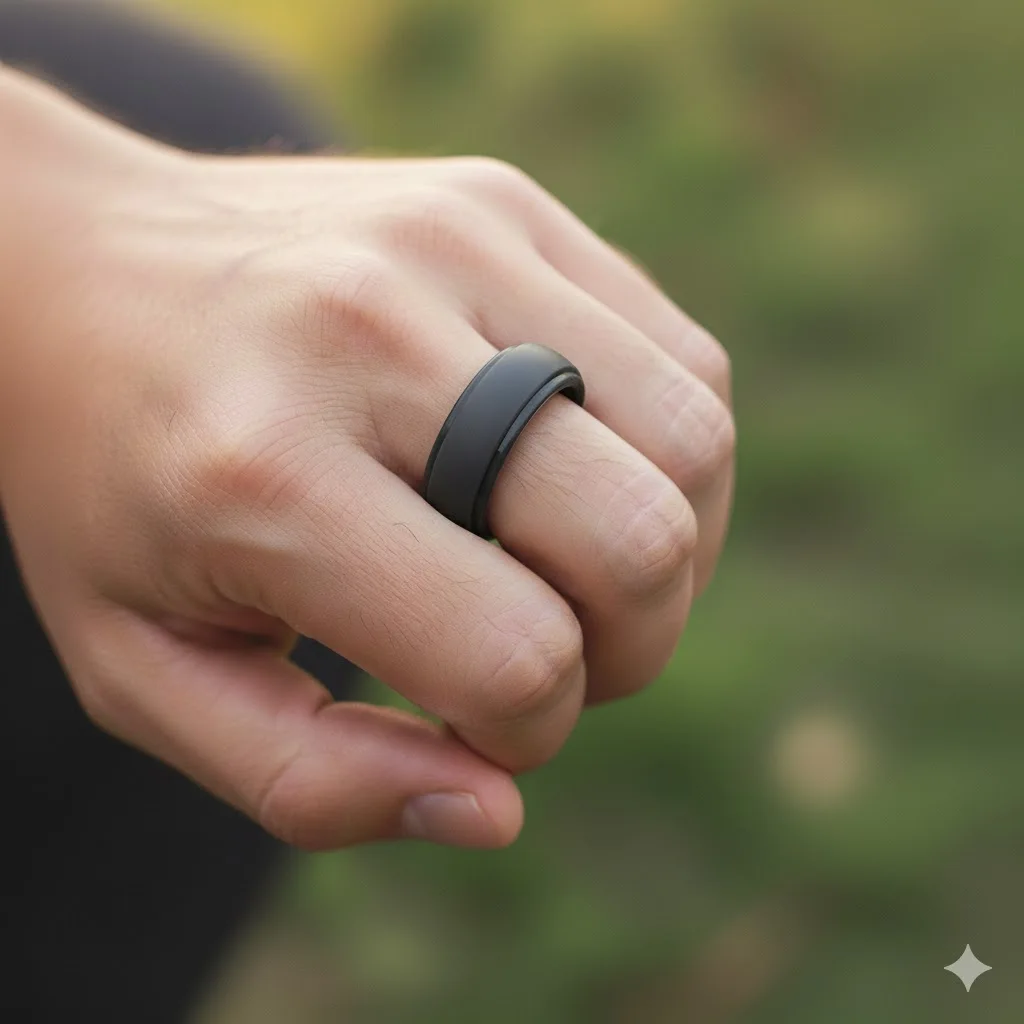 3Pcs Silicone Wedding Bands for Men, Adjustable