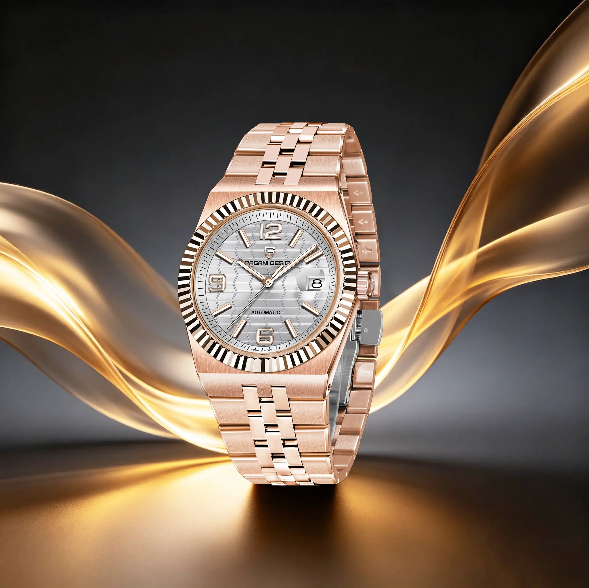 PAGANI DESIGN Luxury Men Automatic Dress Watches Sapphire Stainless Calendar Luminous Waterproof Watch For Formal Business Wear