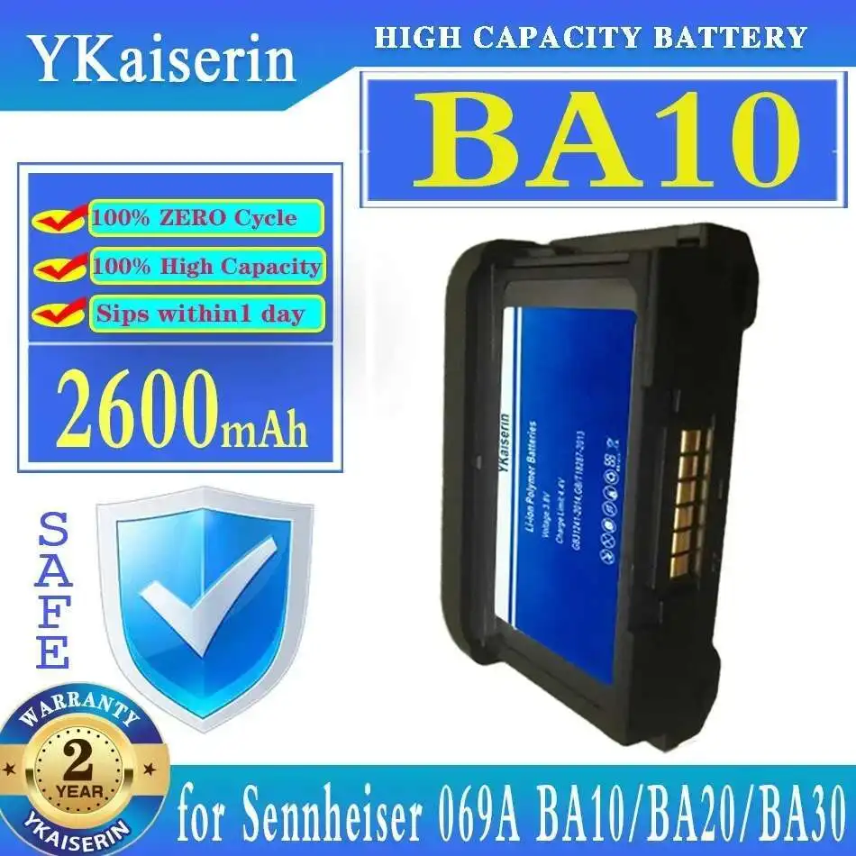 

Wireless Microphone Receiver Battery BA10 2600mAh For Sennheiser 069A BA10 BA20 BA30
