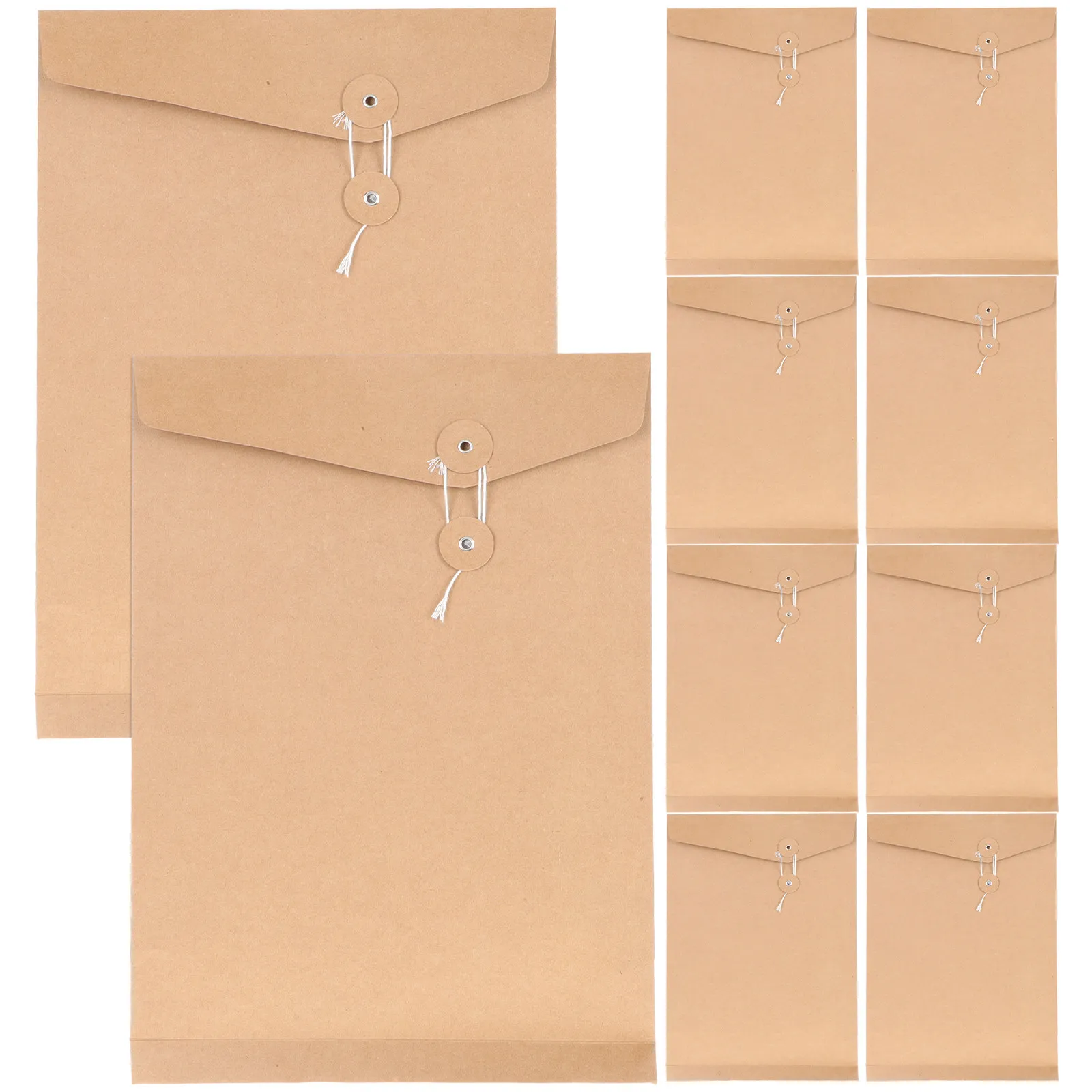 

10 шт. конвертов для документов формата А4 из крафт-бумаги с завязками, прочные органайзеры для документов для офиса, школы и дома