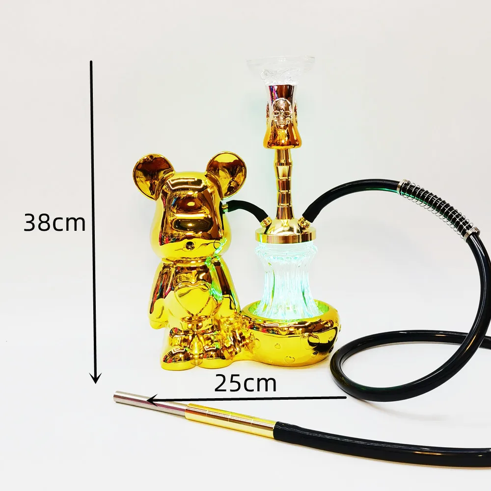 Lovely Bear Shape Single Pipe Shisha Resin Craft Bar Hookah Middle East Arabian Shisha  Smoking Accessories Hoka Gift Decoration