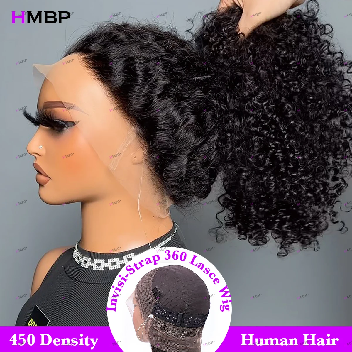 

Hidden Strap 360 Full Hd Lace Front Wigs Human Hair 450 Density Water Wave 360 Lace Front Wig Deep Curly Glueless Wig Human Hair