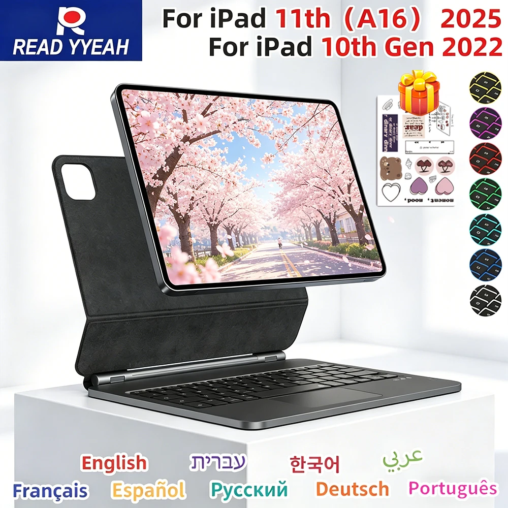 Magnetic Floating Wireless Magic Keyboard Case Backlit Trackpad For iPad 11th A16 10th Air 4 5 6 Pro 11 13 M4 12.9 Rechargeable
