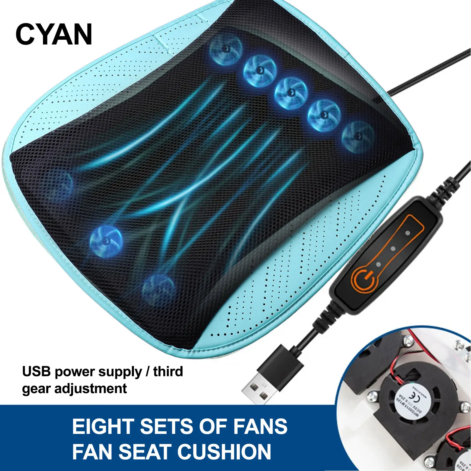 Cooling Car Seat Cover For 12V Ventilated Seat Cushion Fan Cooled Air Conditioning Seat Pad Auto Interior Accessories