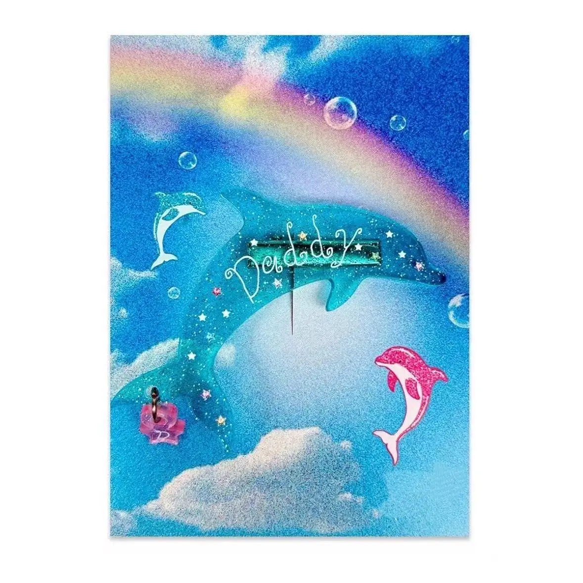 INS Dolphin Clover Animal Hair Clip Set for Women Cute Glitter Acrylic Barrettes with Sparkly Star Print Hairclips Jewelry