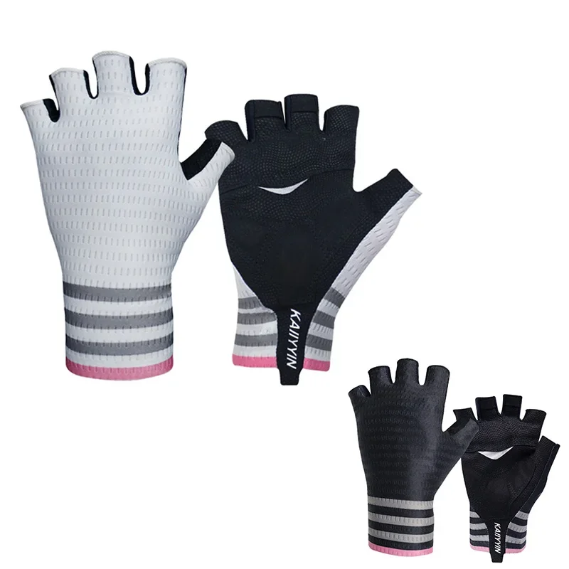 New Pro Aero Mesh Stripe Road Cycling Gloves Breathable Men Women Sports Bike Gloves Anti-slip Shockproof Guantes Ciclismo