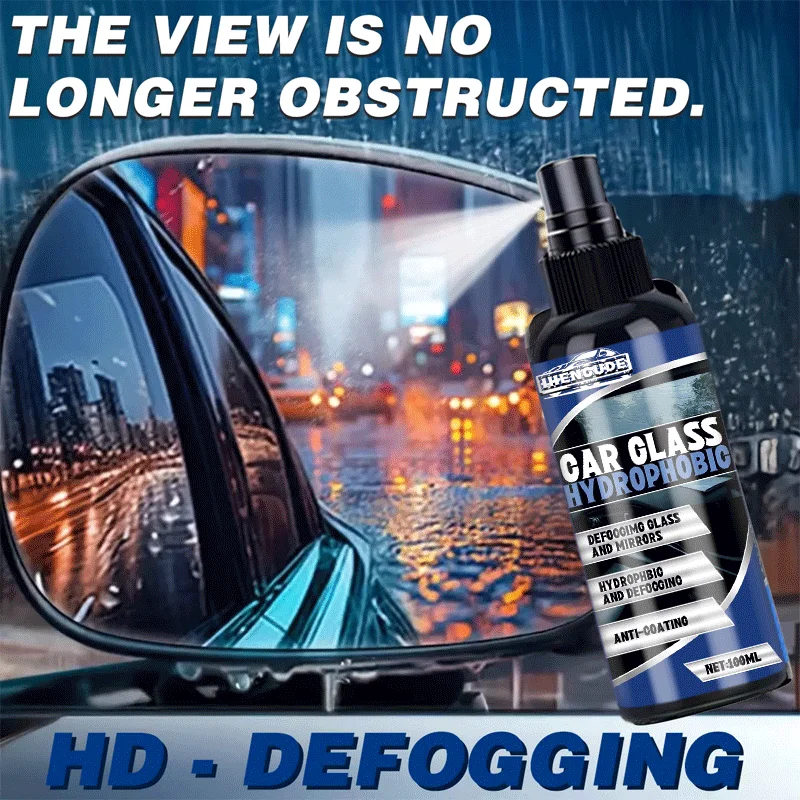 All-Weather Car Glass Defogging Spray Streak-Free Water Repellent Anti-Fog Coating for Clear Driving Vision