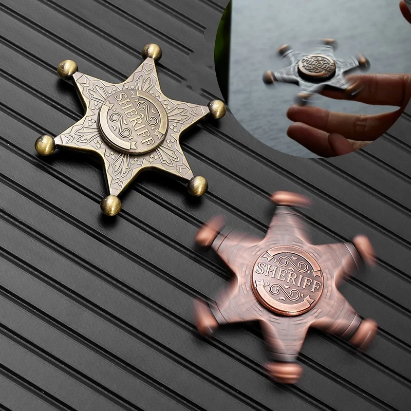 保安官のバッジ保安官EDCフィジェットスピナーメタルジャイロストレス解消おもちゃ自閉症軽減ゲームコンポーネント