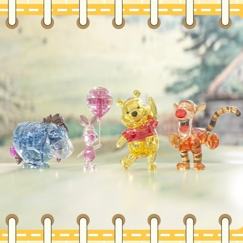 Kawaii Anime Winnie The Pooh Crystal Building Blocks Assembled Model Piglet Eeyore Tigger Action Figure Toys Kids Holiday Gifts