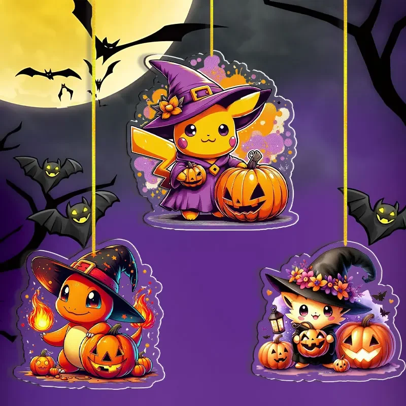 Halloween Series Pocket Monster 8cm Acrylic Rope Charmander Christmas Eevee Peripheral Decoration Holiday Gifts Accessories