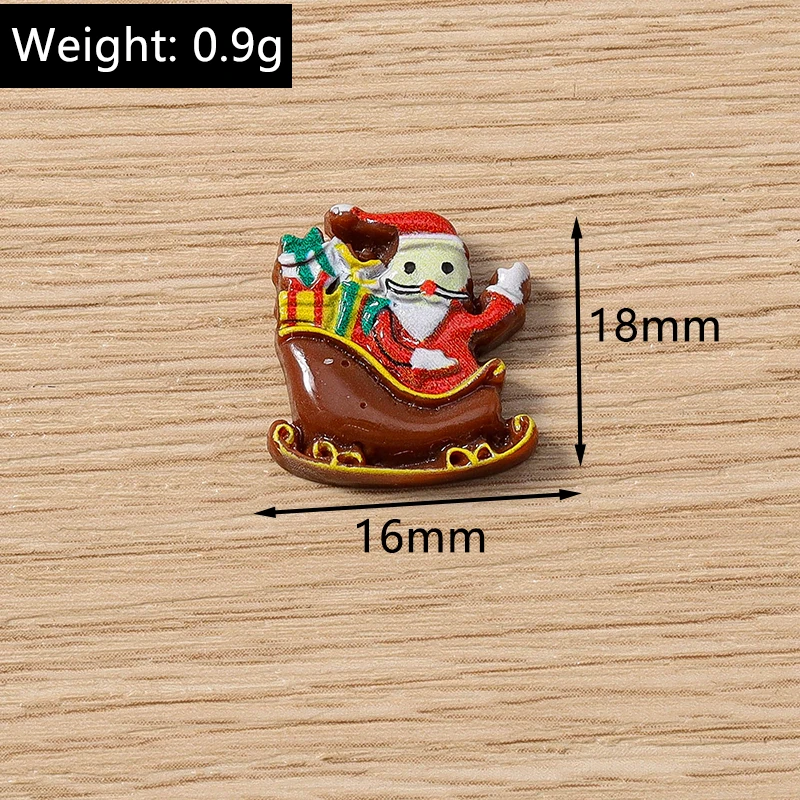 10 Stück 10x12mm Cartoon-Weihnachtsmann-Cabochons aus Kunstharz für die Schmuckherstellung, DIY-Haarschmuck und Bastelzubehör – Detail 10