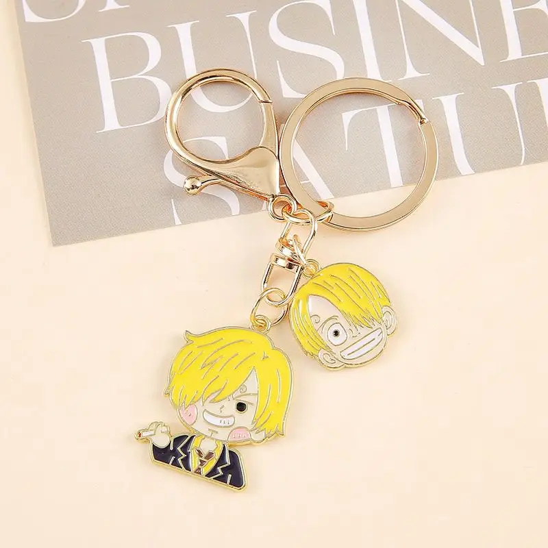 One Piece Luffy Chopper Anime Japanese Cartoon Cute Chibi Q Version Keychain Pendant Alloy Enamel Bag Charm Mini Keyring