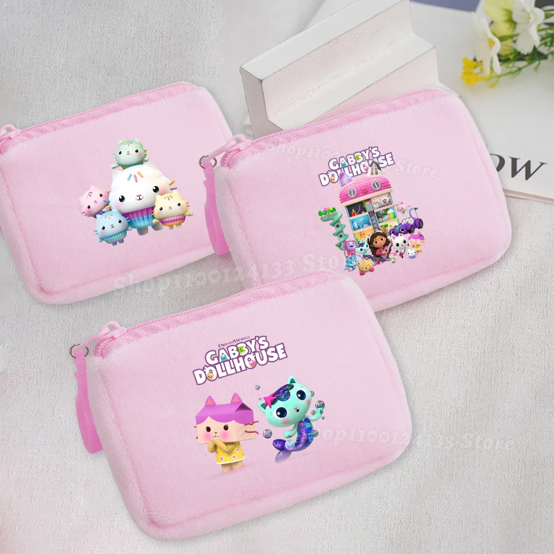 

Dollhouses Gabbyed Girl Coin Purse Cute Anime Print Kids Kawaii Plushing Portable Wallet Woman Key Bank Card Mini Bag Party Gift