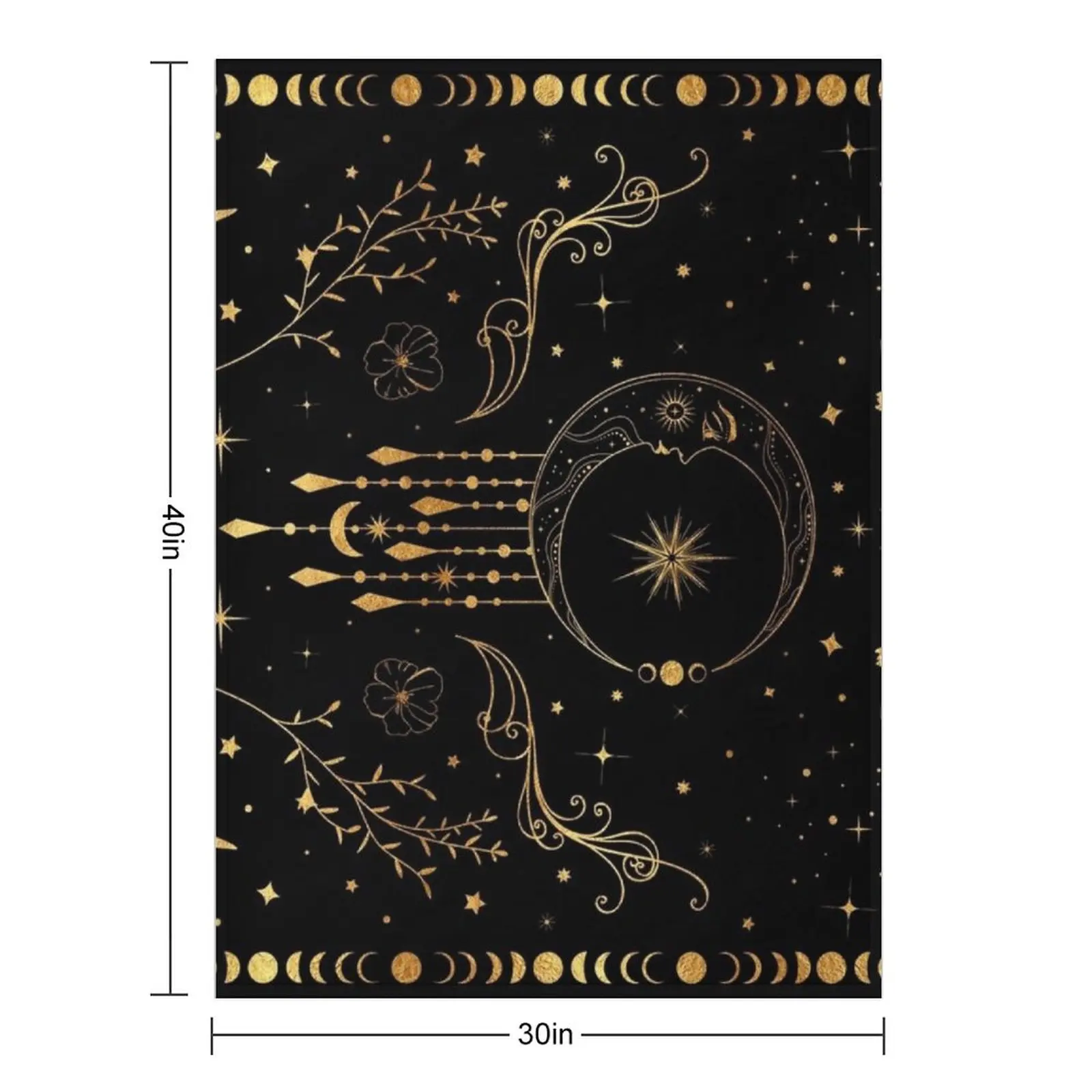 Celestial crescent moon with floral accents and moon phase Throw Blanket Thin blankets ands heavy to sleep Travel Blankets