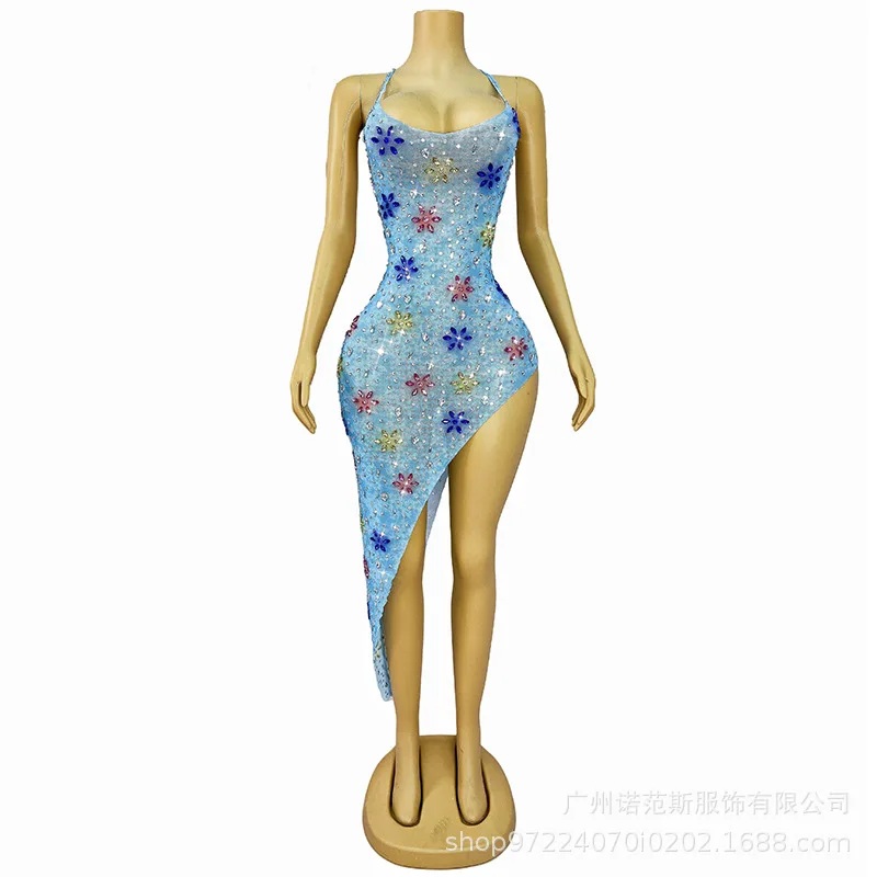 

Sexy Suspender Irregular Skirt Vacation Wind Beach Skirt Cocktail Party Evening Dress Bar Dancing Maxi Dresses For Wedding Guest