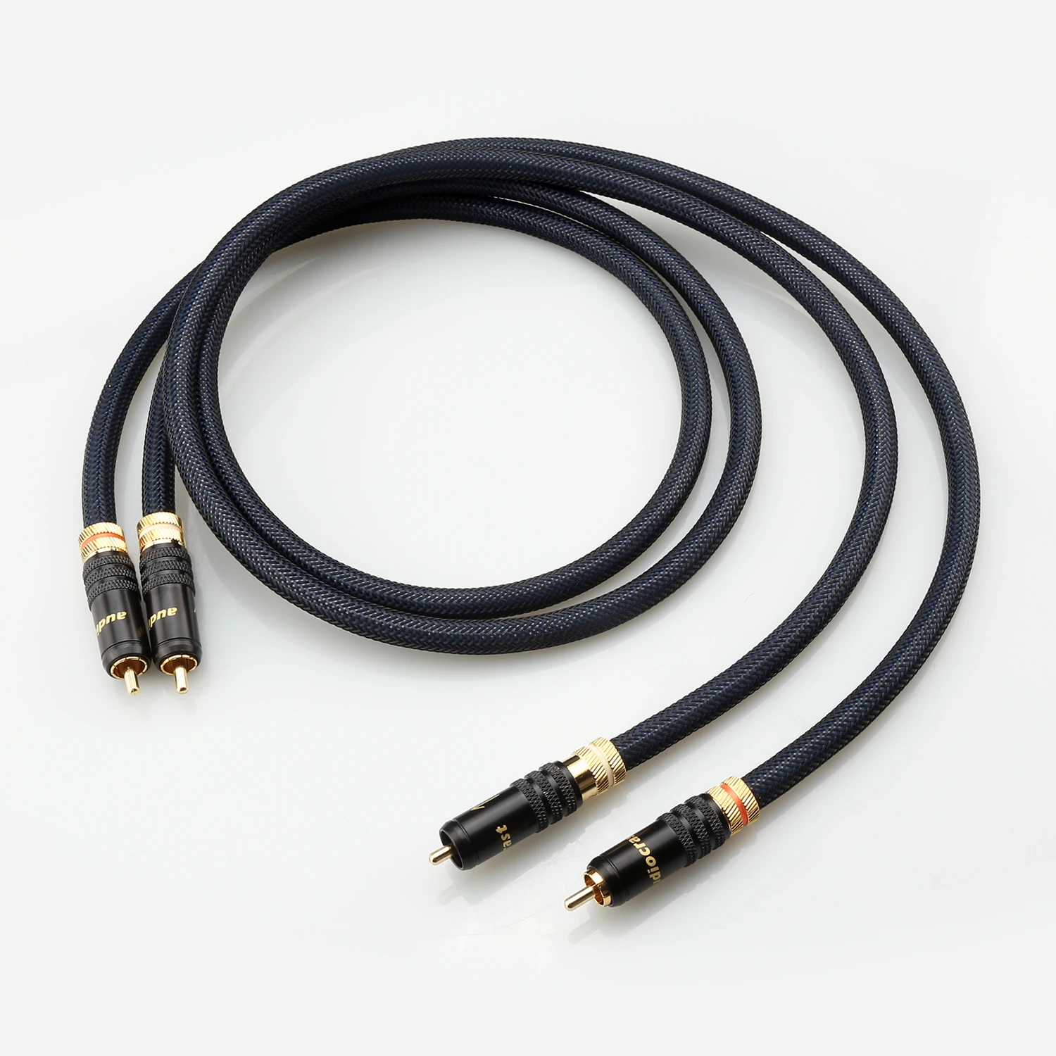 Pair HiFI RCA Cable OFC Shielded Audio Signal Interconnect Wire Gold Plated Plug
