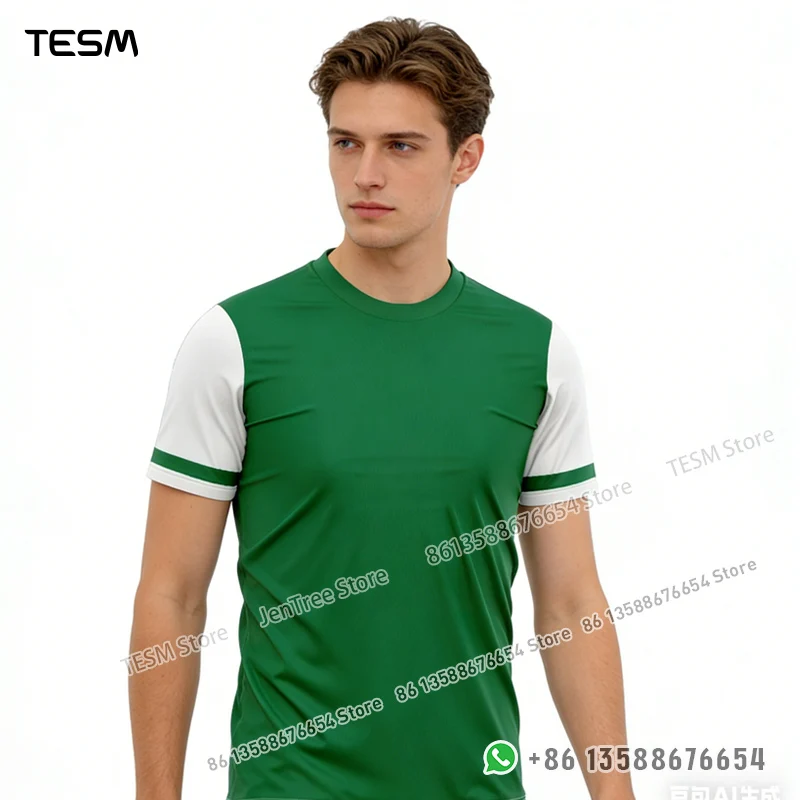 TESM Camiseta deportiva unisex de tela cómoda y transpirable para padres e hijos, camiseta de entrenamiento de equipo, pantalón corto informal holgado estampado de manga