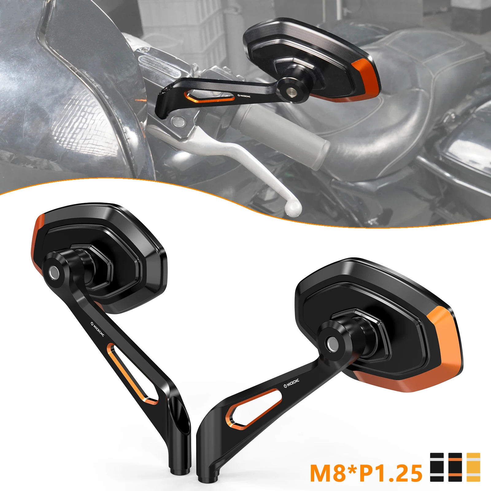 

Motorcycle Adjustable Side Mirrors for Harley Fat Boy Fat Bob Street Bob Breakout Low Rider FXST Heritage Softail Classic Deluxe