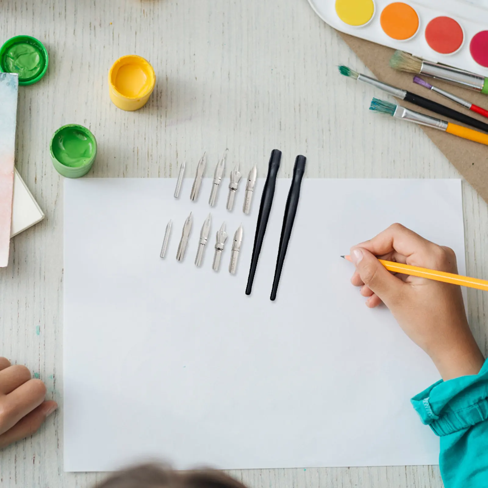 

2Sets Plastic Shaft Dip Pen Set for Cartoon Drawing Writing Craft Accessories Comic Penholder Art Stationery Supplies