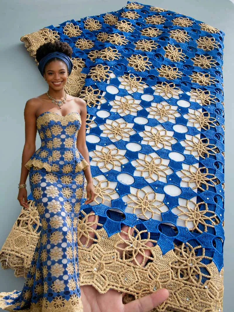 Latest Nigerian Water Soluble Lace Fabric 2025 High Quality Embroidered African Guipure Lace Fabric for Women Celebration Dress