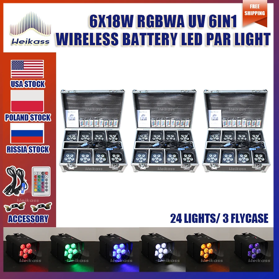 No Tax 3Pcs SAILWIN BATTERY LED UPLIGHT Factory 6X18W Smart DJ LED Battery WIFI Par Light For Event Motherboard Power