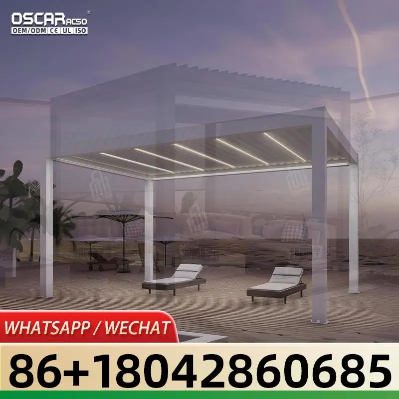 Adjustable & Stylish Louvered & Bioclimatic Patio &  for Backyard Balcony Courtyard Outdoor Aluminum  with Sliding Glass in US U