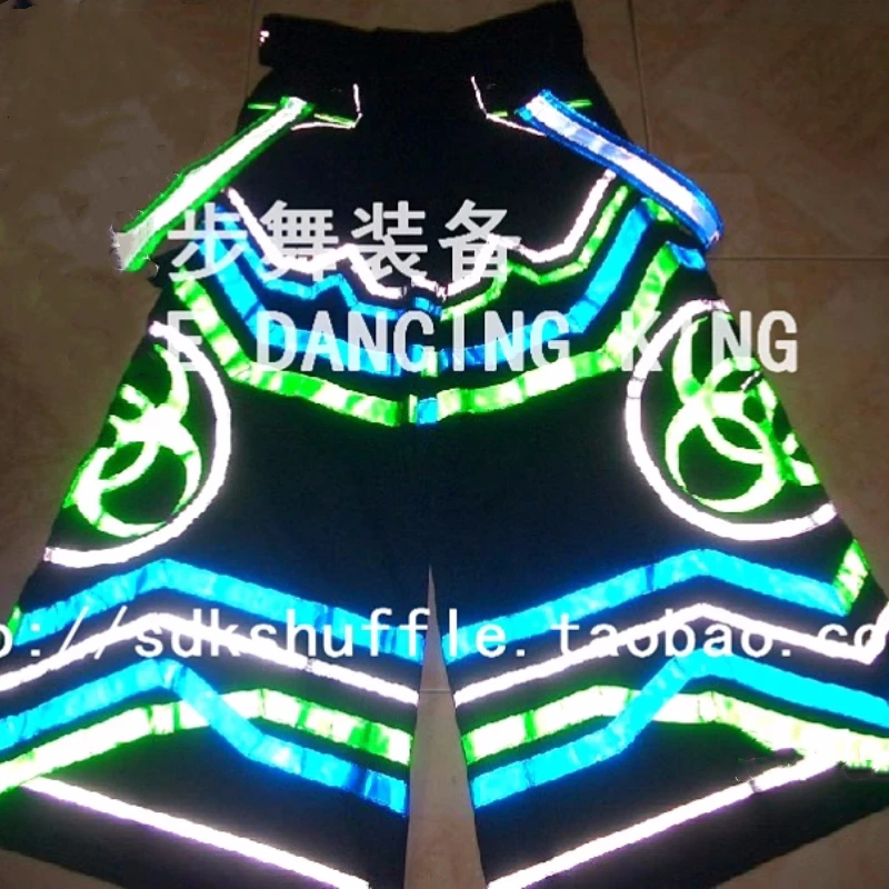 New Street Cool Reflective Strip Night Vision Pants Shuffle Ghost Dancing Pants Luminous Death Trousers Teens Clothing