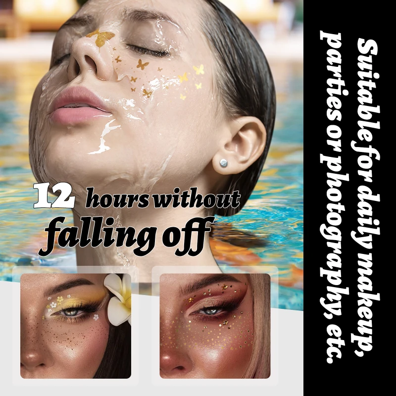 Pegatinas faciales con purpurina para pecas, pegatinas de tatuajes faciales brillantes, perfectas para regalo, maquillaje de fiesta, parche con purpurina facial, palo para pecas