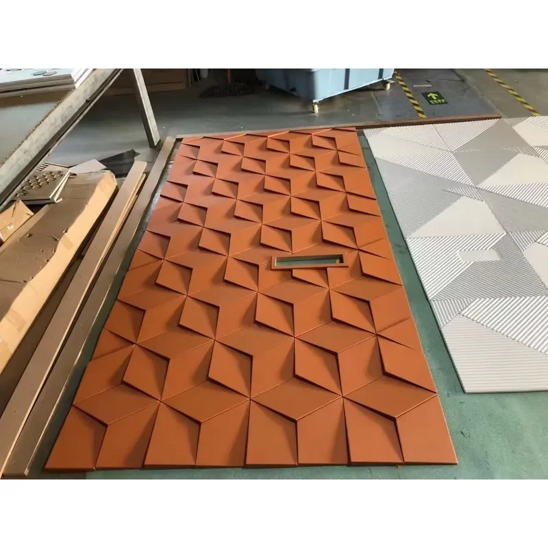 High Quality Customizable Hotel Home Decoration Real 3D Carving Art Leather Wall Panel