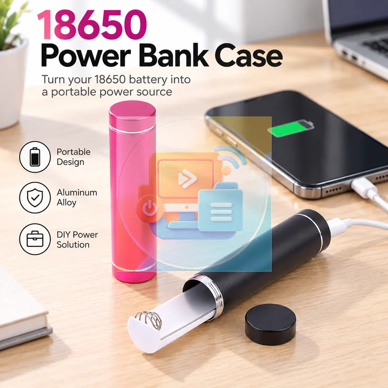 18650 Power Bank Case Kit, Cylindrical Aluminum Alloy Welding-free Battery Box, Micro USB Mobile Power Supply DIY Kit