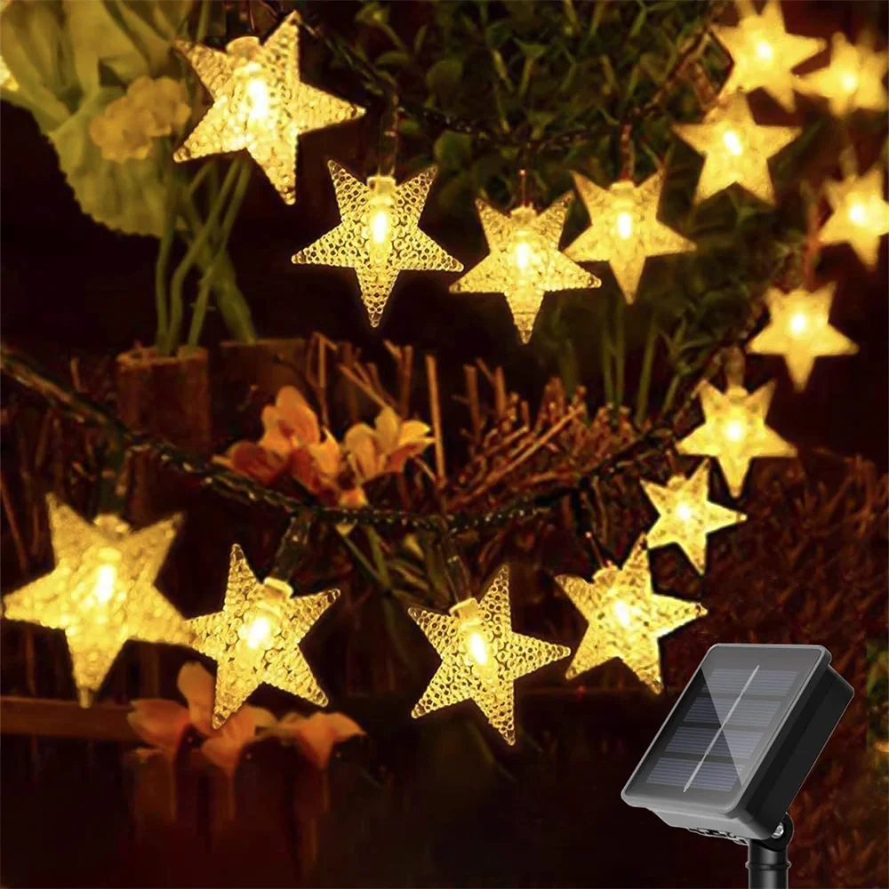 Solar Star String Lights Outdoor Waterproof Fairy Lights 200 LED with 8 Lighting Modes for Christmas Wedding Party Tree Graden