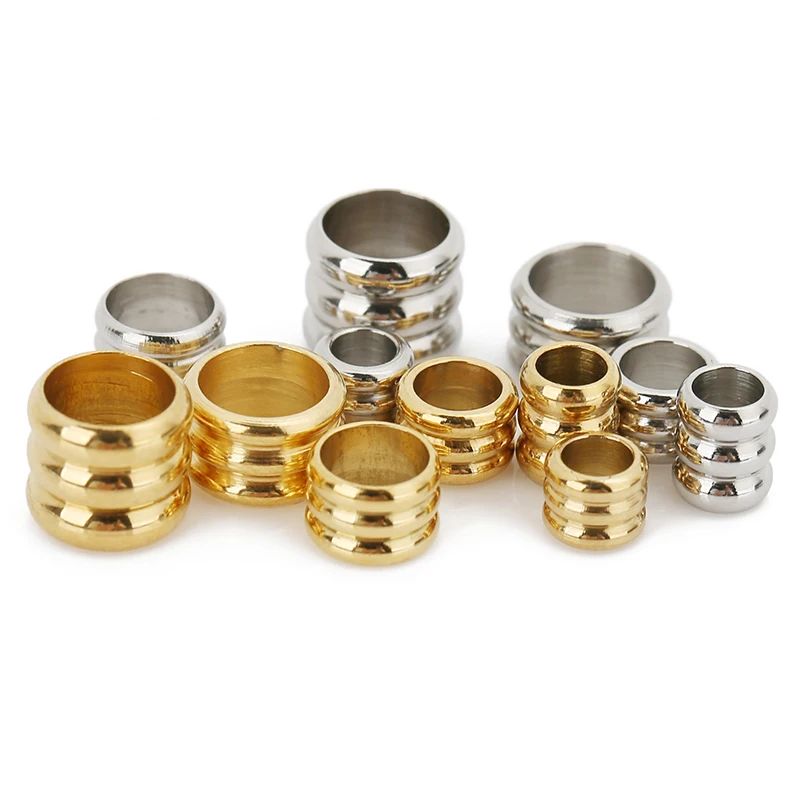30pcs Stainless Steel Gold Plated Big Hole Three Levels Spacer Loose Beads Charm Necklace Bracelet Jewelry Making Accessories - Image 4