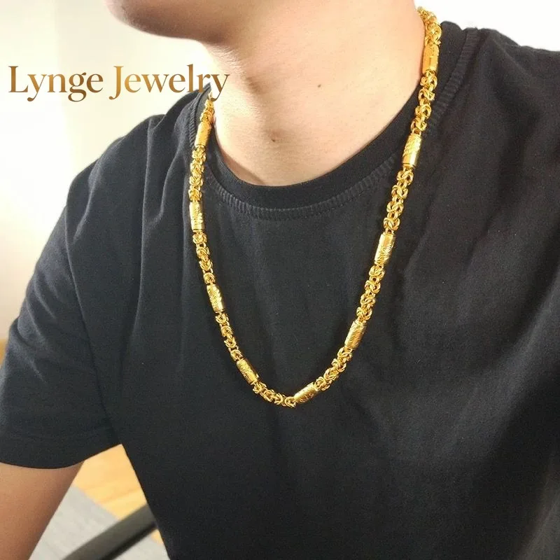 

Lynge Jewelry 24K real gold 9999 Seiko dragon pattern bamboo necklace rich real gold necklace cloth dragon chain men