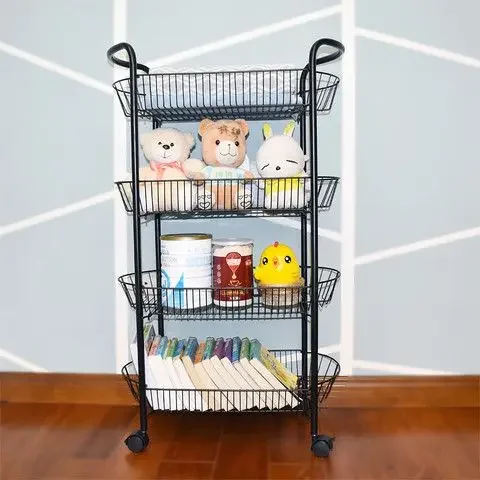 Multi-level removable wheeled bedroom bathroom storage trolley