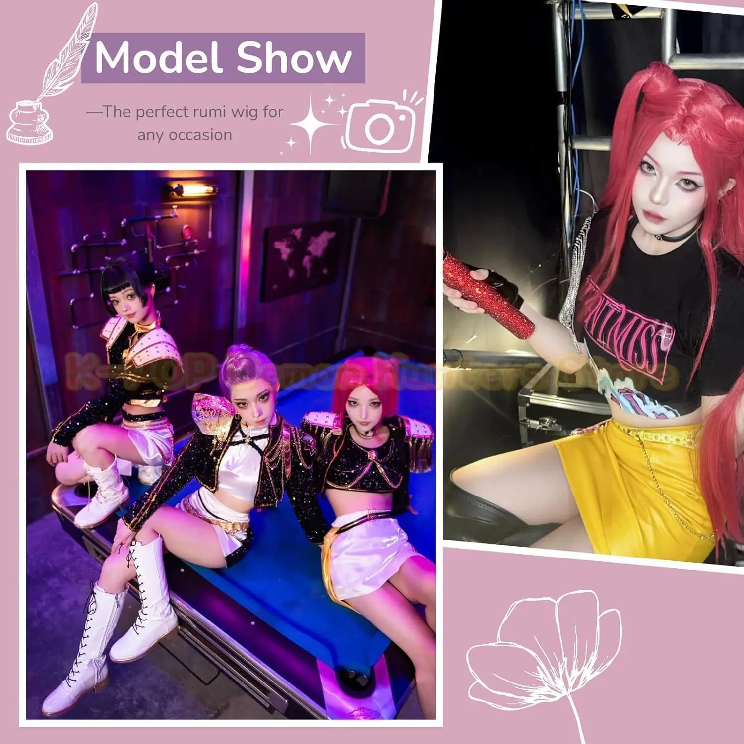 Nuevo 2025 mujeres hombres Demon Hunters pelucas de Cosplay Anime Rumi Mira Zoey pelucas de disfraz trenzas moradas accesorios para niños Prop peluca Rumi