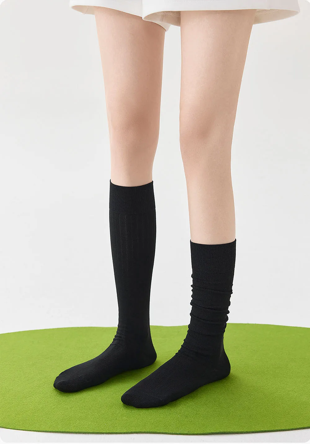 Lolita Bubble Socks Women Solid Color Thin Breathable Mid Calf Socks JK Striped Long Socks Black White Fashion Versatile Socks