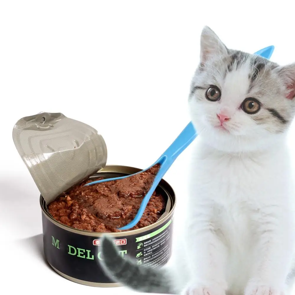 Pet Accessories Reusable Cat Wet Food Spoon Washable Random Color Pet Mixing Spoon Plastic Cat Food Sealer Spoon Pet Cans