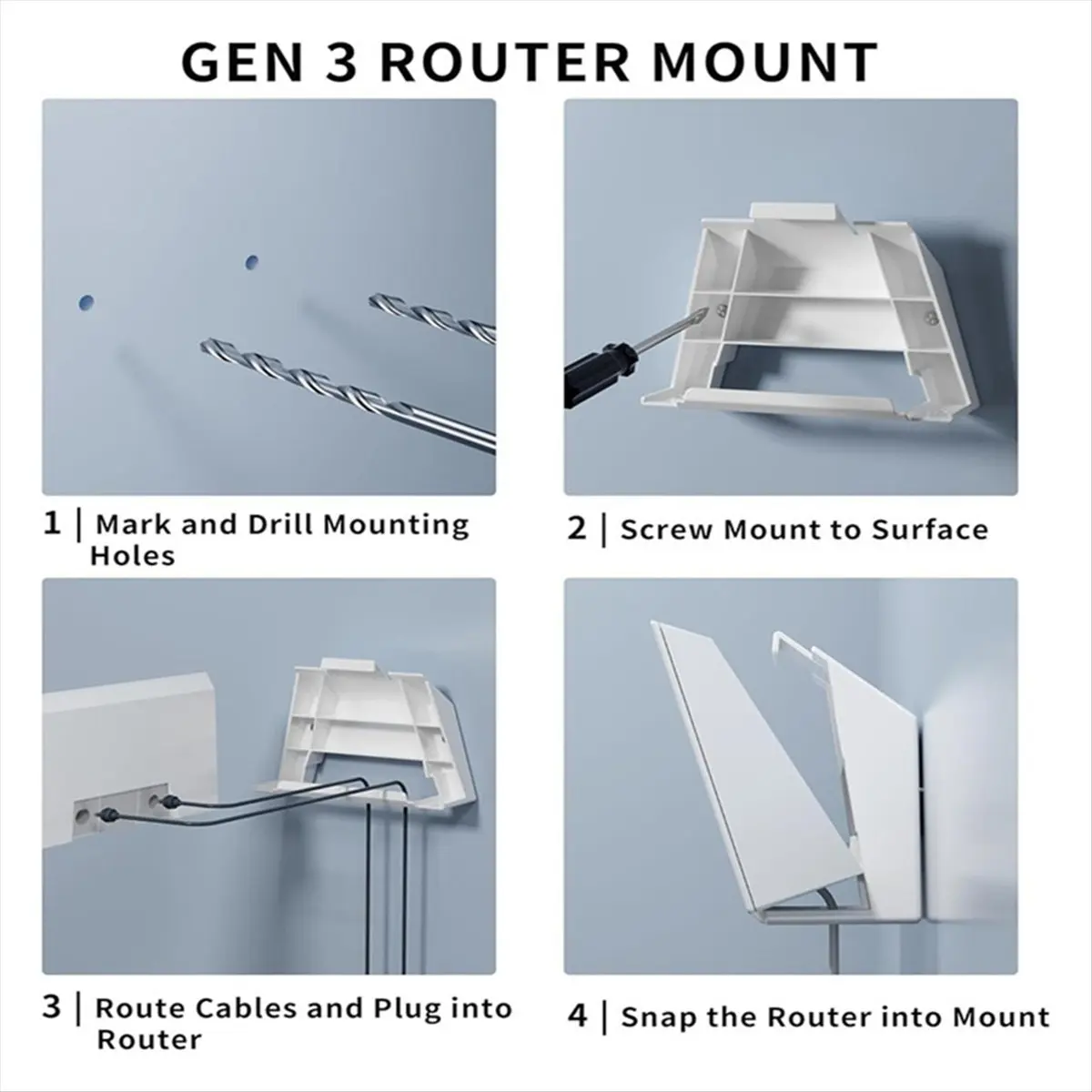 Winter Essential Wall Mount for Gen 3 V3 Router and Power Supply, Mounting Bracket, Save Space, Stable Design, Easy to Install