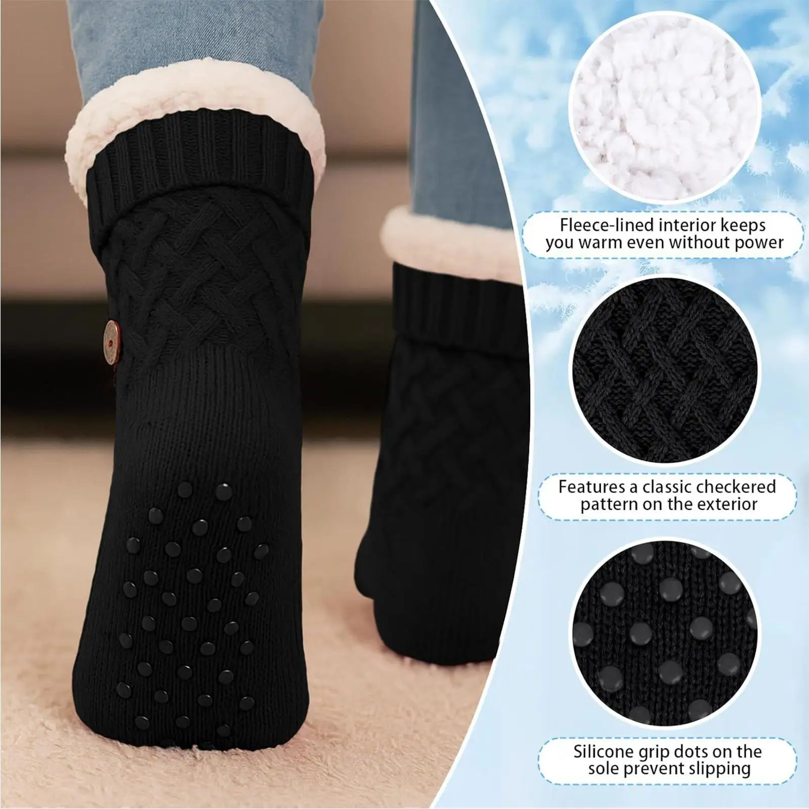 Electric Heated Socks Comfortable Ergonomic Warmer Breathable Heated Sock For Winter Sports Ski Snowboarding Outdoor Activities