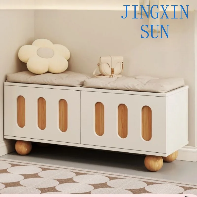 Cream Wind Shoe Change Stool Door Household Entry Shoe Cabinet Seat Stool Integrated Small Apartment Porch Long Strip Door Shoe