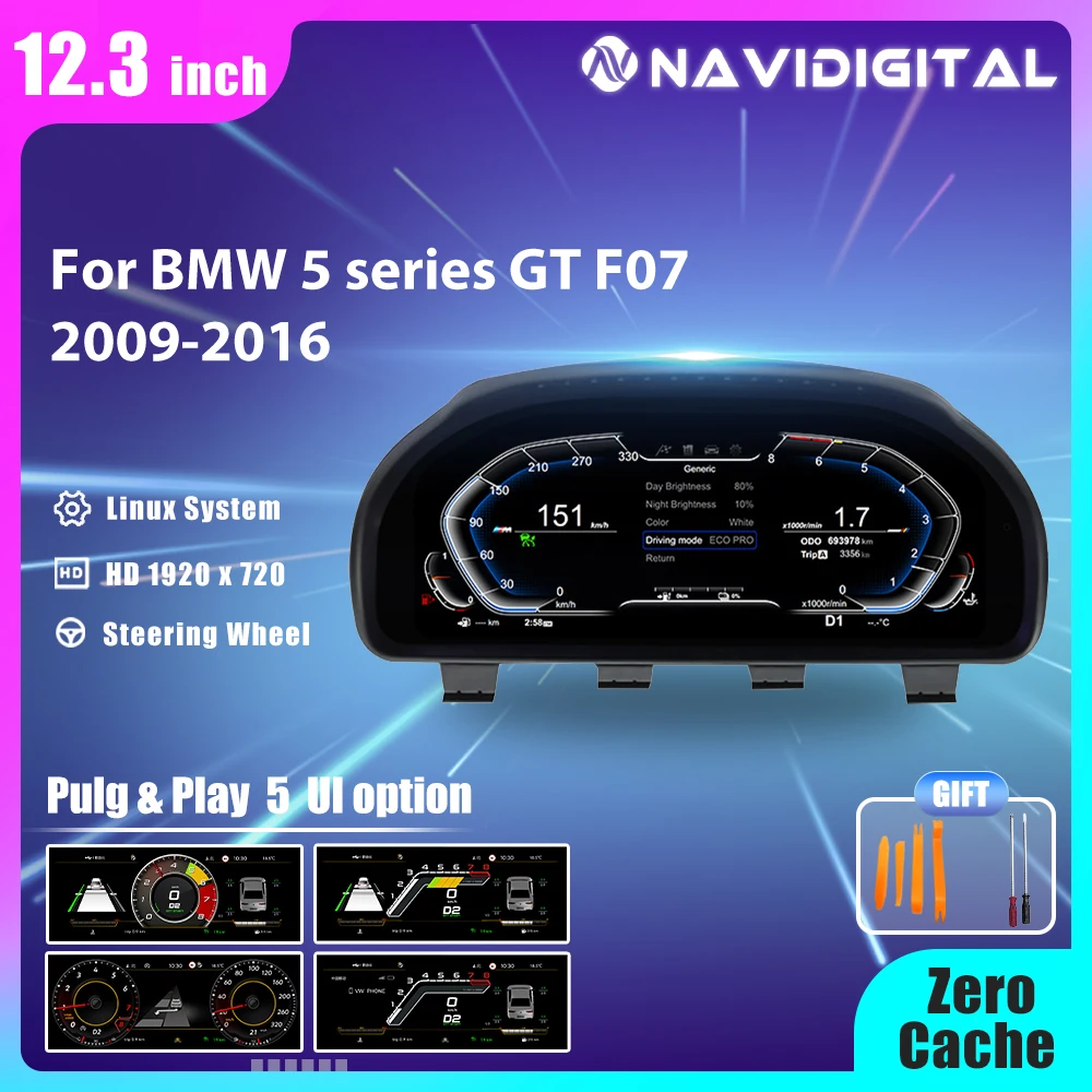 

12,3 ''цифровая приборная панель для BMW F07 F10 F11 F06 F12 F13 F01 F02 F03 ЖК-панель приборной панели спидометра виртуальной кабины инструмент