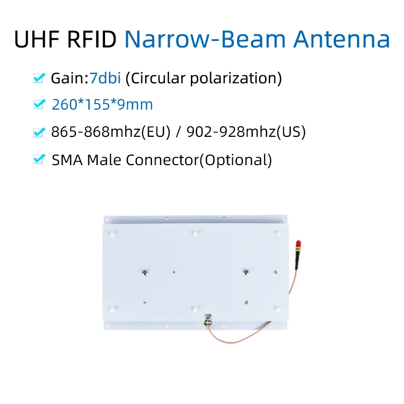 UHF RFID Flat Panel Antenna Narrow Beam 7dBi Circular Polarization Supermarket Retail Shelf Archive Cabinet