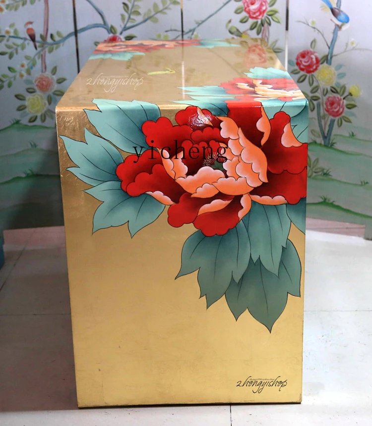 LX Gold Foil Hand Painted Dressing Table Dressing Stool Combination Furniture