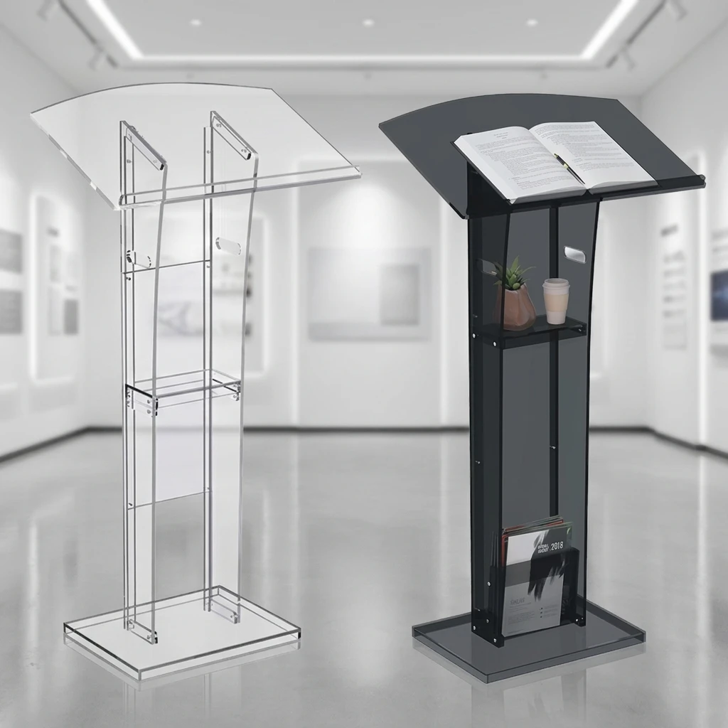 xg-Custom Modern Transparent Acrylic Podium Desk-Eco-Friendly for School Church Supermarket Hotel & Home Bar Use@