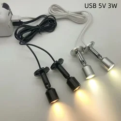 USB DC5V LED 3W Jewelry Cabinet Showcase Mini Spotlight Switch USB Interface store Display Wine Bench Lamp Ceiling Light