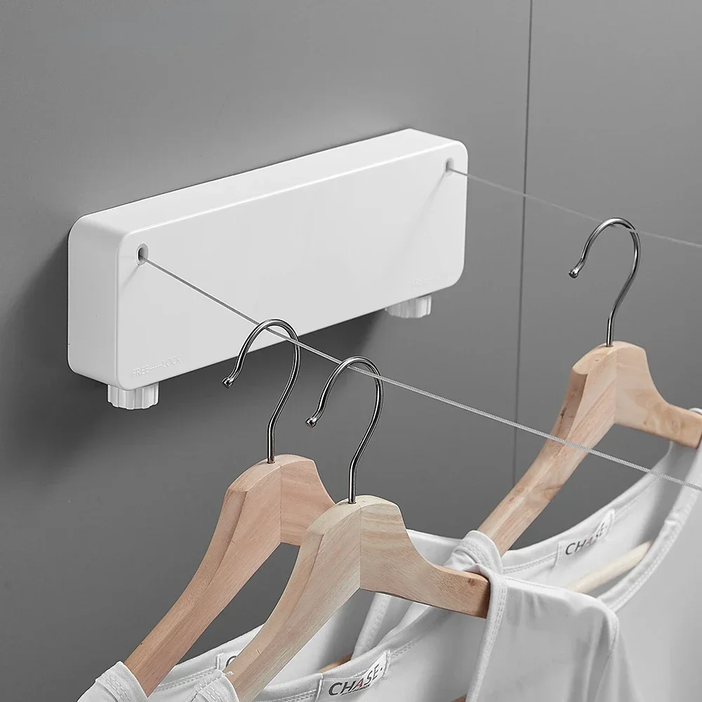 Retractable Clothes Line Dryer, Bathroom Drying Rack, Laundry Dryer, Double Layer, White, 5.2 m, WB3016