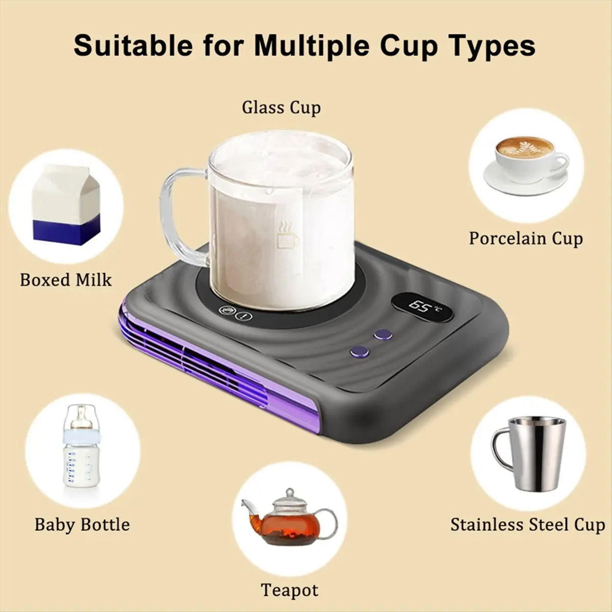 *Various Mug Warmer Electric Cup Warmer Heating Cup Heater with Temperature Display for Coffee Milk Tea Fan Warmer in Winter EU