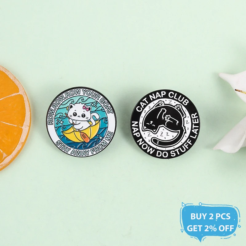 Stay Away From Me Funny Quote Enamel Pin Cat Nap Club Nap Now Do Stuff Later Cartoon Cat Brooch Lapel Badge Jewelry Gifts